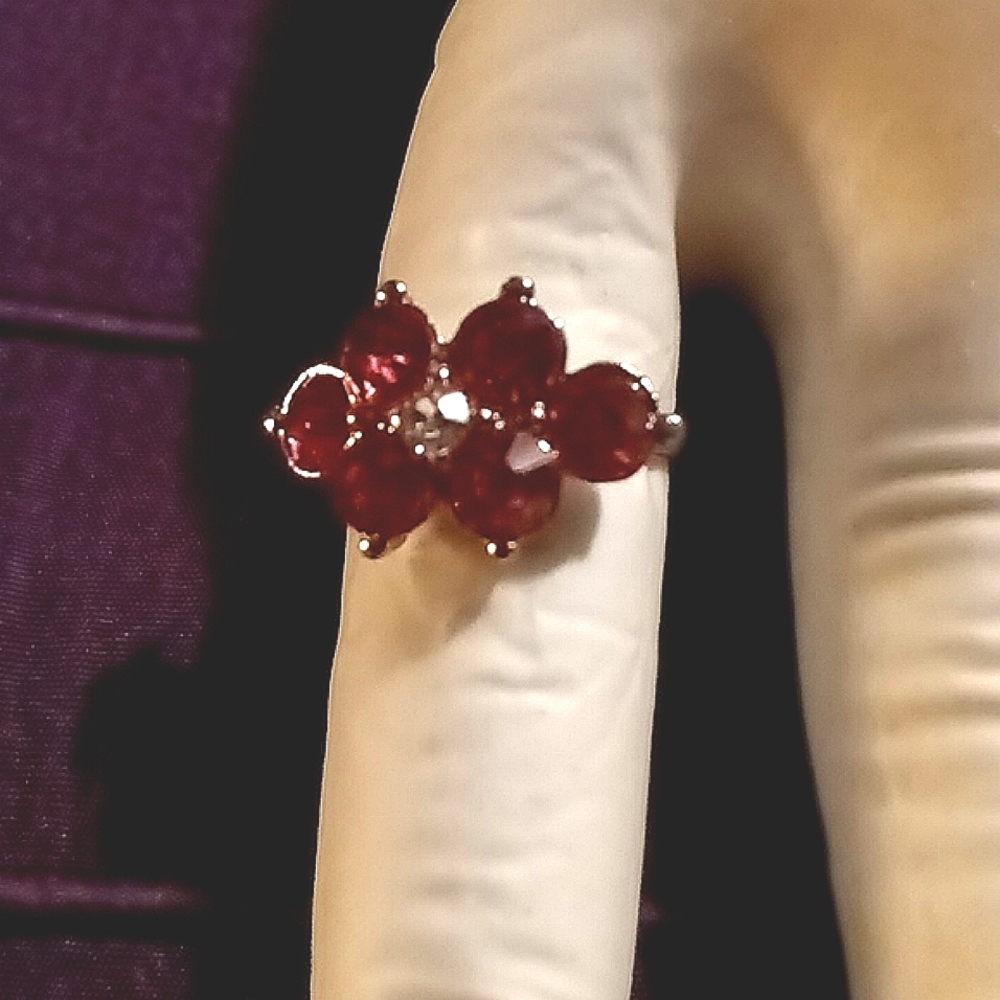 Child's, Adjustable, Silver plated w/pink rhinestones ring